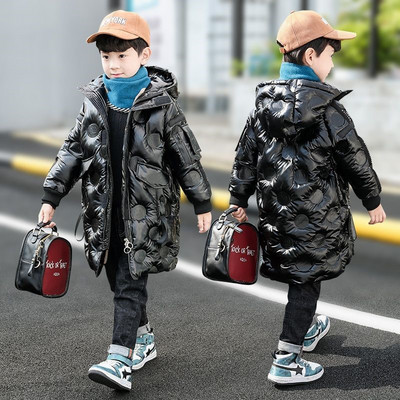 Gyermek téli kabát kapucnival két színben fiúknak