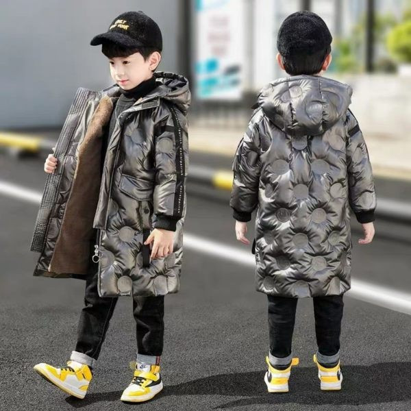 Gyermek téli kabát kapucnival két színben fiúknak