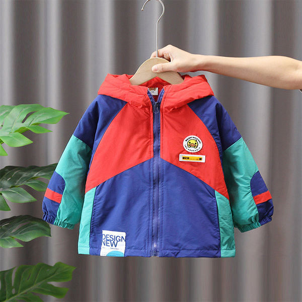 Gyermek téli kabát kapucnival és cipzárral kék színben