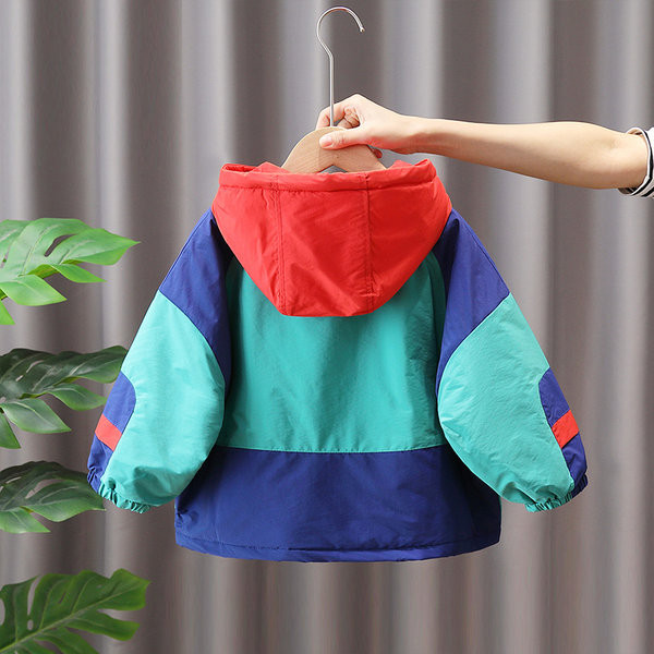 Gyermek téli kabát kapucnival és cipzárral kék színben