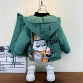 Gyermek kabát rátéttel és kapucnival - fiúknak