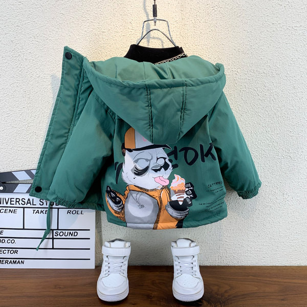 Gyermek kabát rátéttel és kapucnival - fiúknak