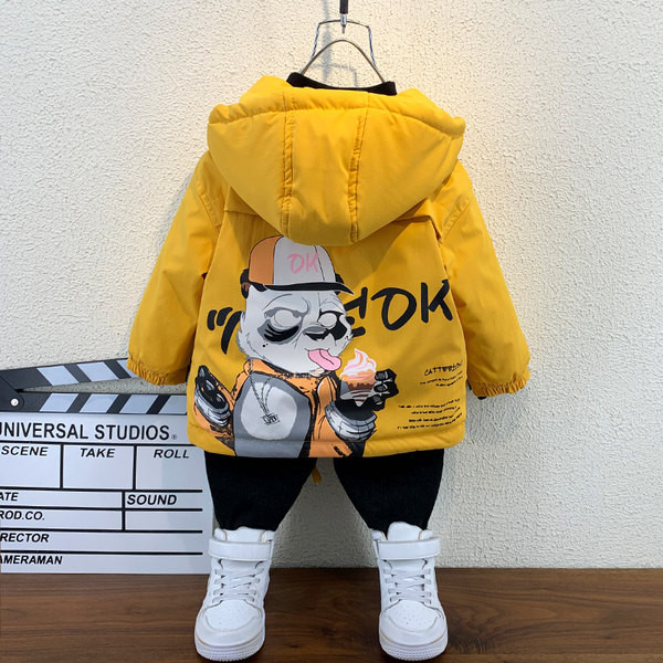 Gyermek kabát rátéttel és kapucnival - fiúknak