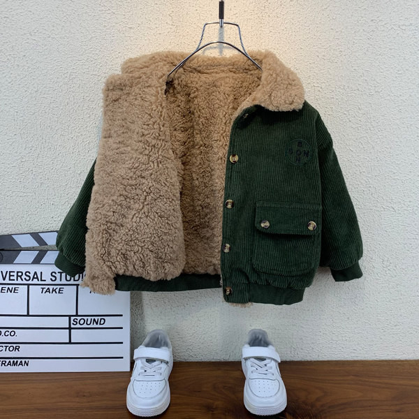 Παιδικό κοτλέ μπουφάν με ζεστή φόδρα και τσέπη