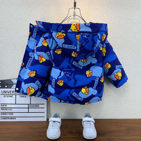 Värvilise trükise ja sooja koheva voodriga laste talvejope poistele