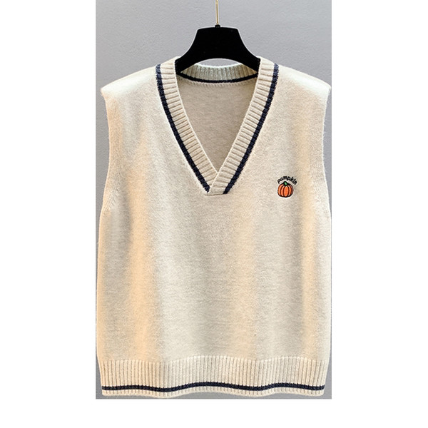 Γιλέκο φθινοπώρου-χειμώνα από λεπτό πλέξιμο με λαιμόκοψη