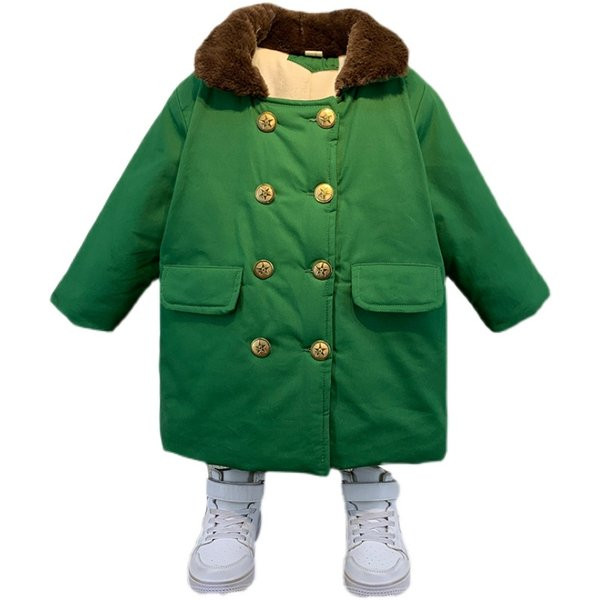 Gyermek téli kabát poláros béléssel és gombos rögzítéssel