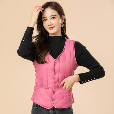 Alkalmi női mellény gombokkal és V-nyakkal