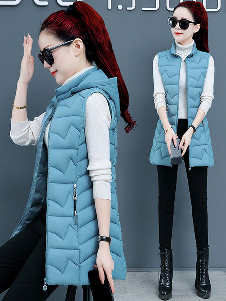 Εφαρμοσμένο γυναικείο γιλέκο μεσαίου μήκους και καπιτονέ εφέ