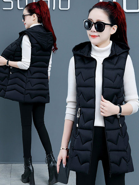 Εφαρμοσμένο γυναικείο γιλέκο μεσαίου μήκους και καπιτονέ εφέ