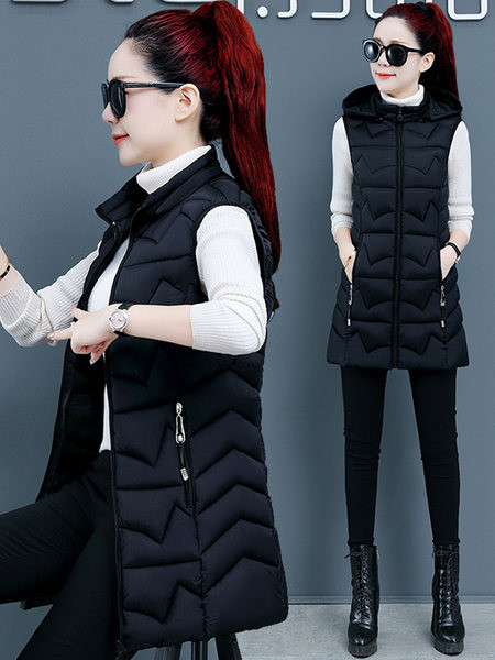 Εφαρμοσμένο γυναικείο γιλέκο μεσαίου μήκους και καπιτονέ εφέ