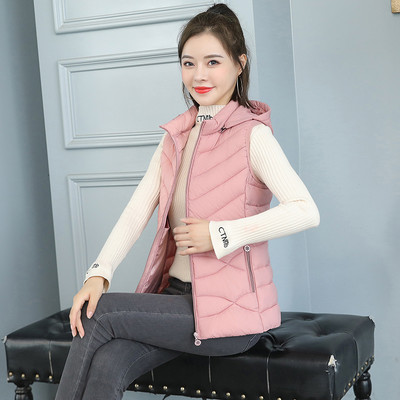 Γυναικείο γιλέκο με κουκούλα και τσέπες σε πολλά χρώματα