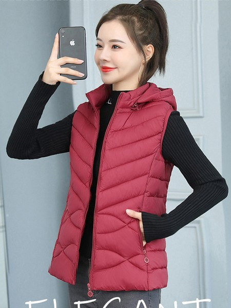 Γυναικείο γιλέκο με κουκούλα και τσέπες σε πολλά χρώματα