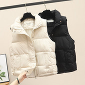 Φαρδύ βαμβακερό γιλέκο απλό μοντέλο με φερμουάρ