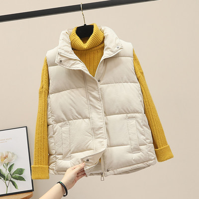 Φαρδύ βαμβακερό γιλέκο απλό μοντέλο με φερμουάρ