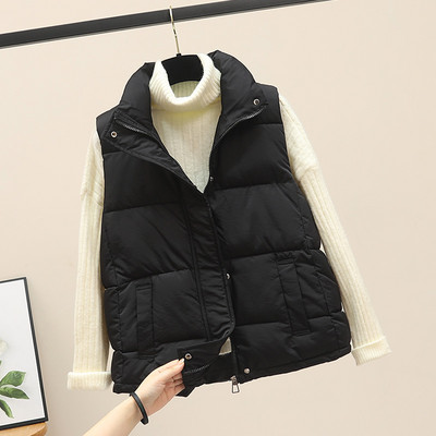 Φαρδύ βαμβακερό γιλέκο απλό μοντέλο με φερμουάρ