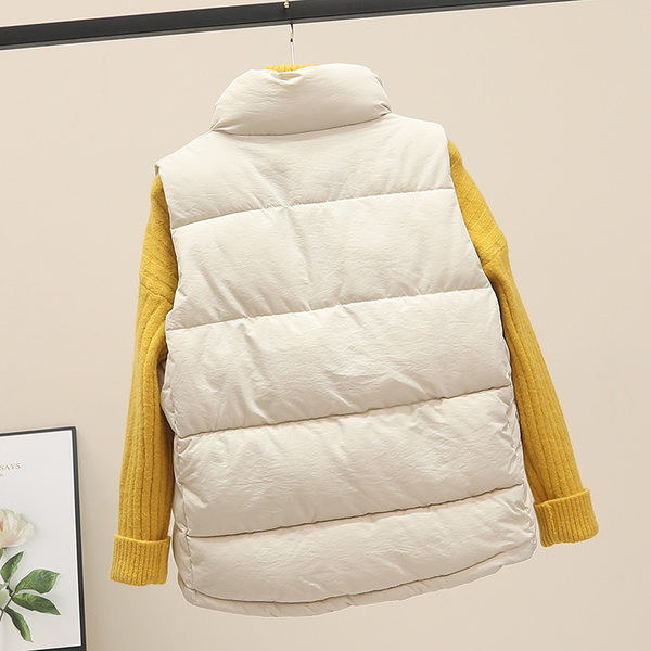 Φαρδύ βαμβακερό γιλέκο απλό μοντέλο με φερμουάρ