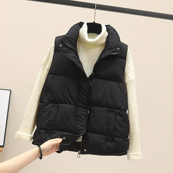 Φαρδύ βαμβακερό γιλέκο απλό μοντέλο με φερμουάρ