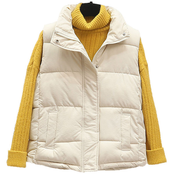 Φαρδύ βαμβακερό γιλέκο απλό μοντέλο με φερμουάρ