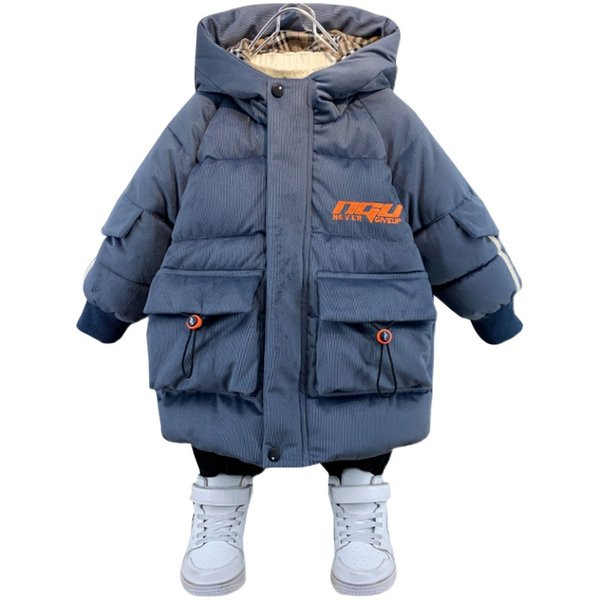 Gyermek téli kabát fekete és szürke színben