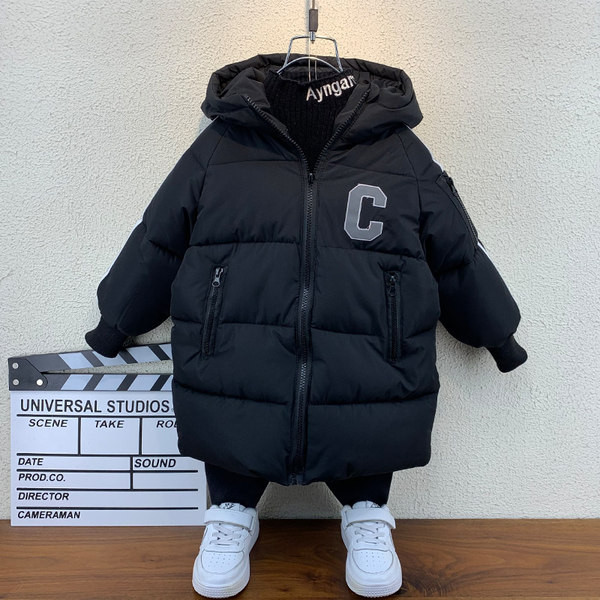 Gyermek téli kabát kapucnival piros és fekete színben