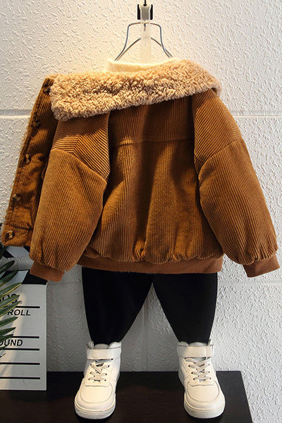 Παιδικό μπουφάν με ζεστή φόδρα και κουμπιά για αγόρια