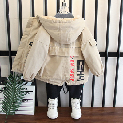 Moodne laste sügis-talvine sooja voodriga jope poistele