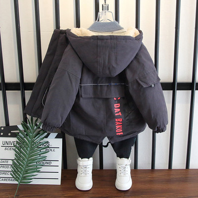 Moodne laste sügis-talvine sooja voodriga jope poistele