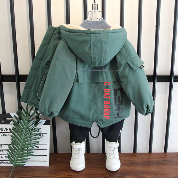 Moodne laste sügis-talvine sooja voodriga jope poistele