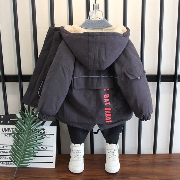 Moodne laste sügis-talvine sooja voodriga jope poistele