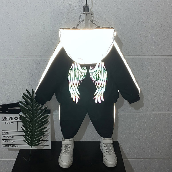 Fiú téli ruhák plusz bársony öltöny 2021 új külföldi stílusú baba téli ruhák divatos gyerek vastagító és meleg kétrészes öltöny