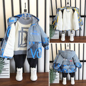 Gyerek dzseki fiúknak vastag bársony béléssel és felirattal