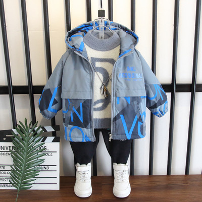 Gyerek dzseki fiúknak vastag bársony béléssel és felirattal