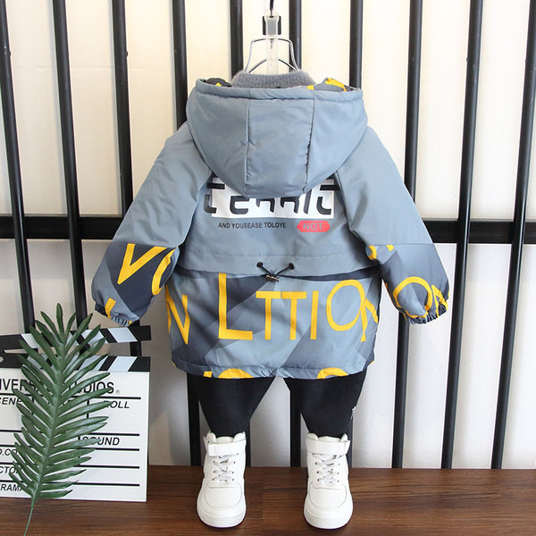 Gyerek dzseki fiúknak vastag bársony béléssel és felirattal