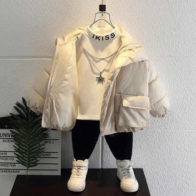 Gyermek téli kabát bézs és fekete színben