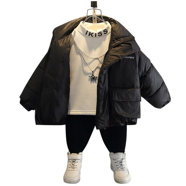 Gyermek téli kabát bézs és fekete színben