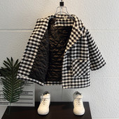 Uus mudel taskutega laste ruuduline mantel poistele