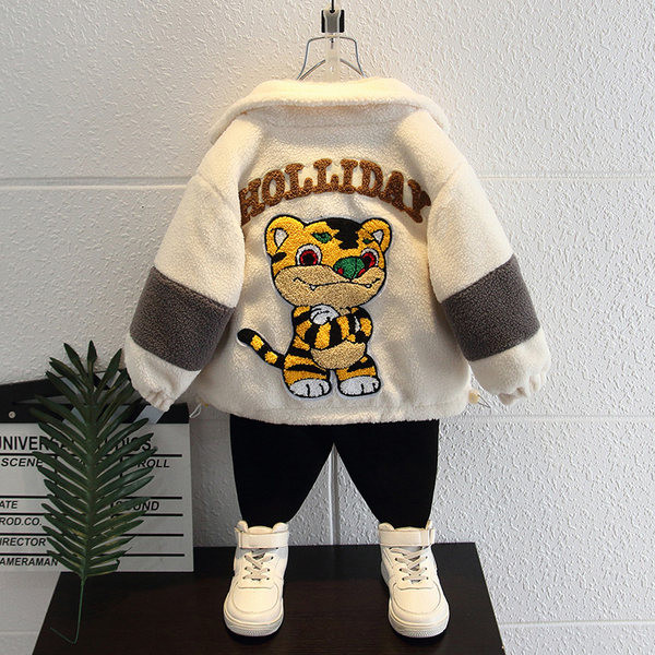 Μοντέρνο παιδικό μπουφάν με κέντημα στην πλάτη για αγόρια