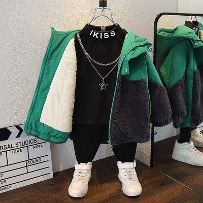 Téli gyerek dzseki emblémával és cipzárral fiúknak