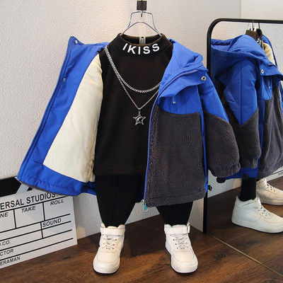 Téli gyerek dzseki emblémával és cipzárral fiúknak