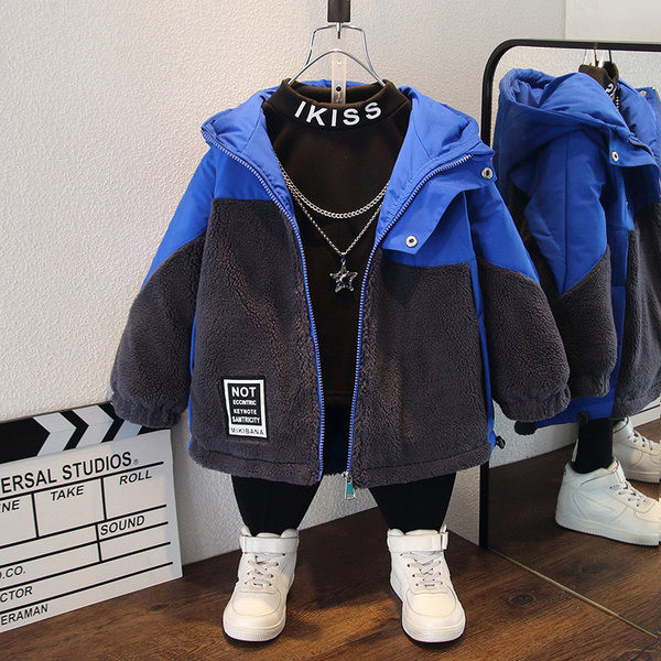 Téli gyerek dzseki emblémával és cipzárral fiúknak