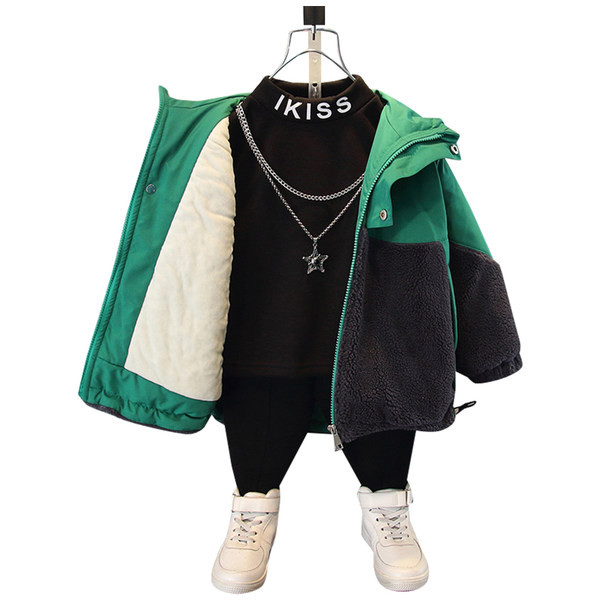 Téli gyerek dzseki emblémával és cipzárral fiúknak