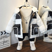 Téli gyerekkabát kapucnival fehér és fekete színben