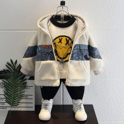 Poistele sobiv kahes värvitoonis kapuutsiga laste talvejope