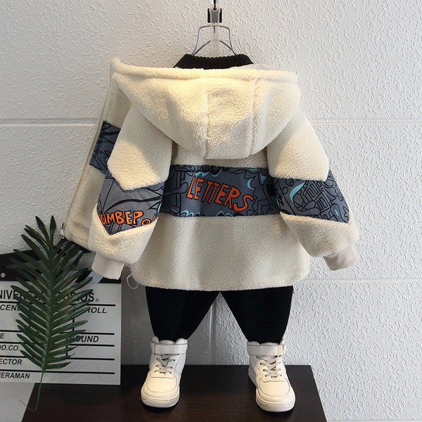 Poistele sobiv kahes värvitoonis kapuutsiga laste talvejope