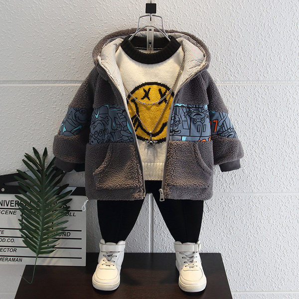 Poistele sobiv kahes värvitoonis kapuutsiga laste talvejope