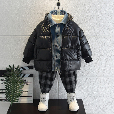 Fényes hatású meleg téli kabát fiúknak