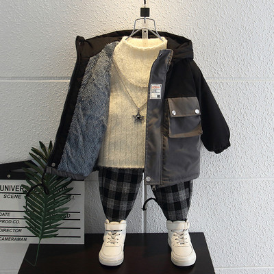 Gyermek téli kabát fiúknak kapucnival - két színben