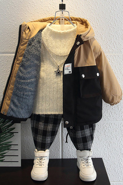 Gyermek téli kabát fiúknak kapucnival - két színben