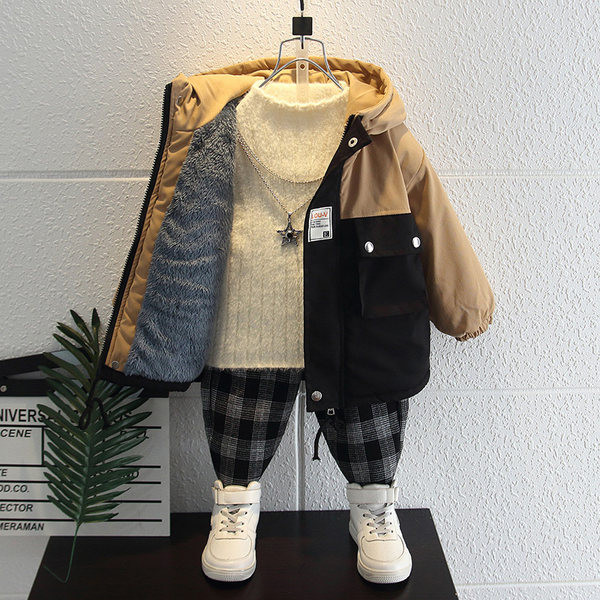 Gyermek téli kabát fiúknak kapucnival - két színben